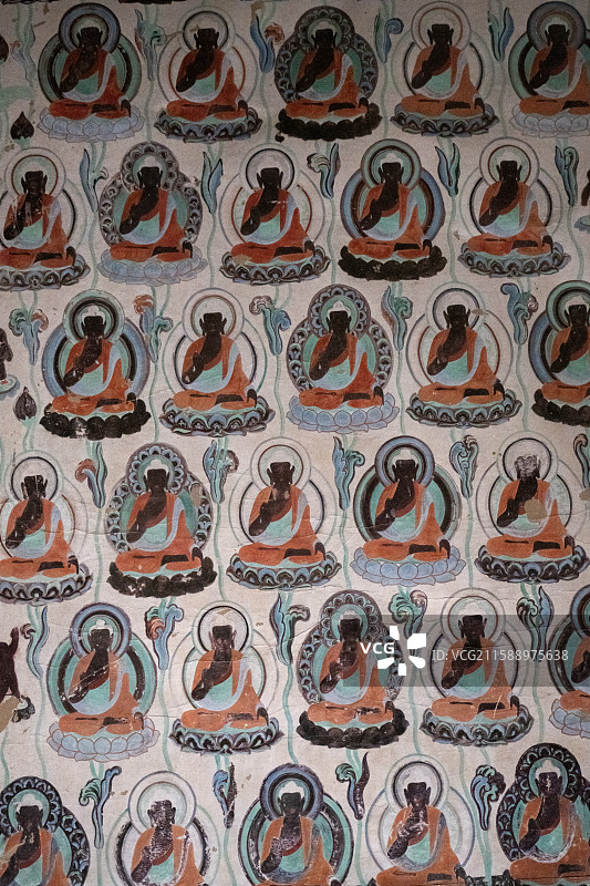 敦煌文化艺术大展 莫高窟第320窟 盛唐 神像 壁画图片素材