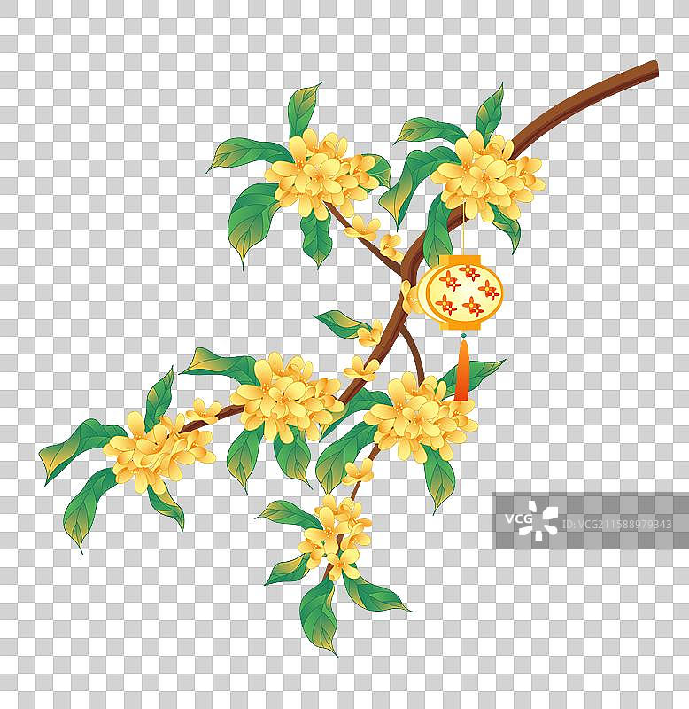 国潮风传统节日中秋节桂花花好月圆矢量插画图片素材