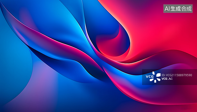 【AI数字艺术】深蓝色与红色交融的抽象艺术背景设计图片素材