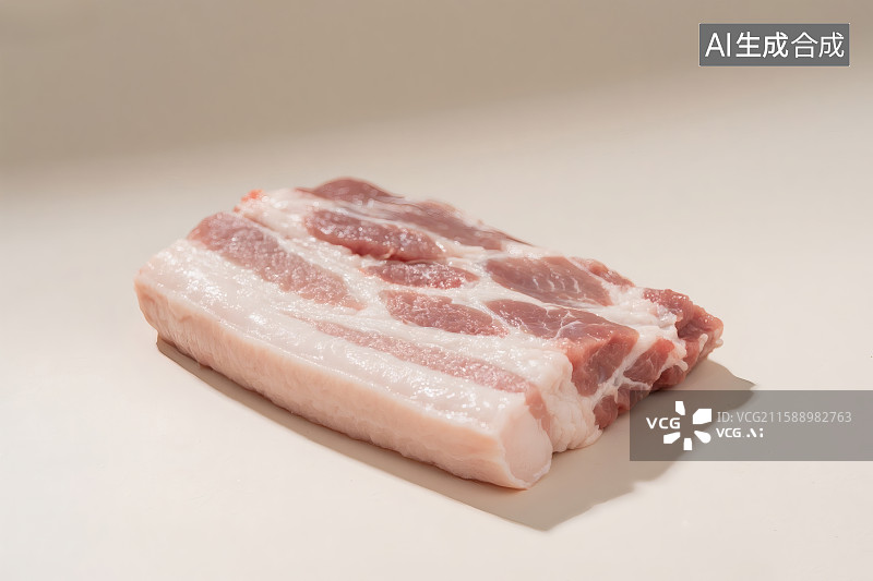 【AI数字艺术】桌上的一扇生鲜五花肉图片素材