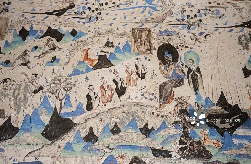 敦煌文化艺术大展  莫高窟第285窟 西魏 飞天壁画图片素材