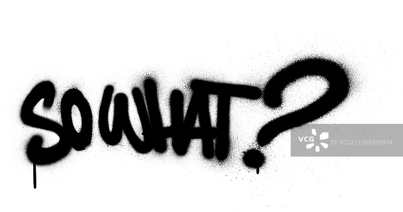 黑色喷涂在白色背景上的涂鸦“那又怎样”图片素材