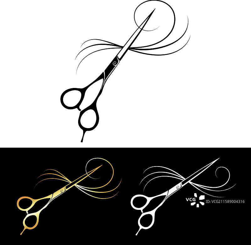 发型师的剪刀和卷发设计图片素材