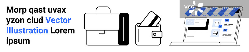 电子商务工具与钱包公文包图片素材