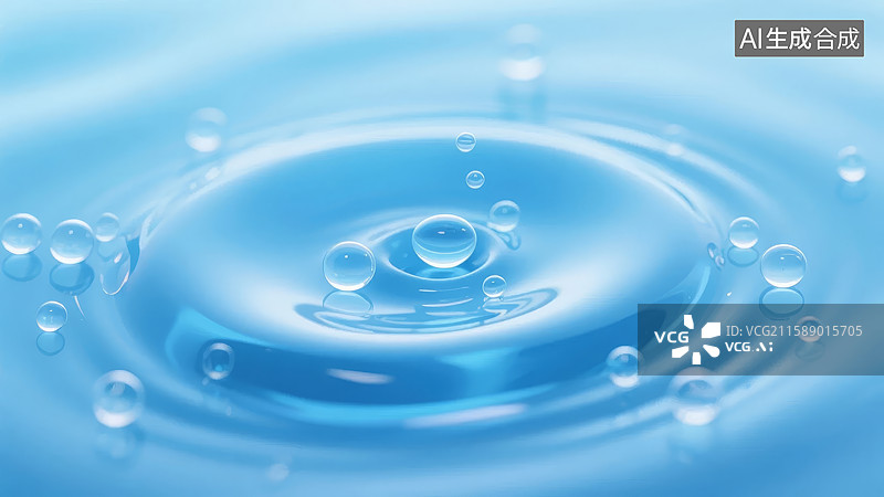 【AI数字艺术】水滴落入水面，激起层层涟漪图片素材