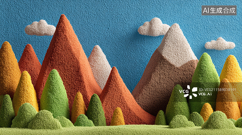 【AI数字艺术】色彩斑斓的山林景观图片素材