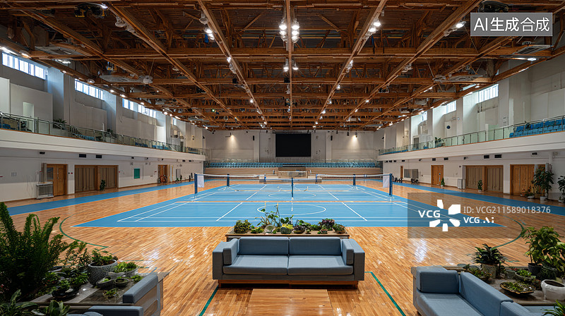 【AI数字艺术】室内体育馆的多功能场地图片素材