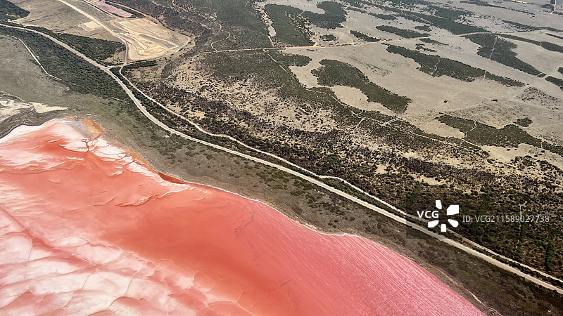 西澳卡尔巴里Kalbarri粉湖鸟瞰图片素材