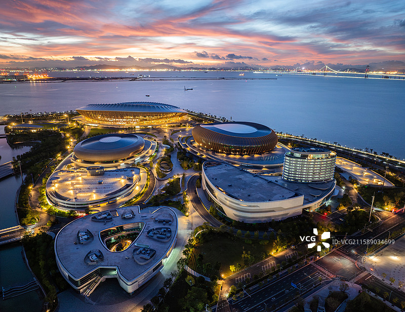 广州南沙大湾区文化体育中心，南沙湿地，南沙旭日，羊城八景之一（2025年评选）图片素材