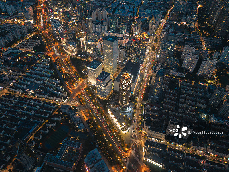 航拍浦东世纪大道沿线夜景图片素材