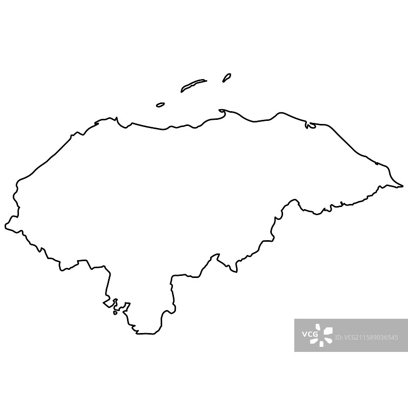 洪都拉斯热带地图轮廓加粗图片素材