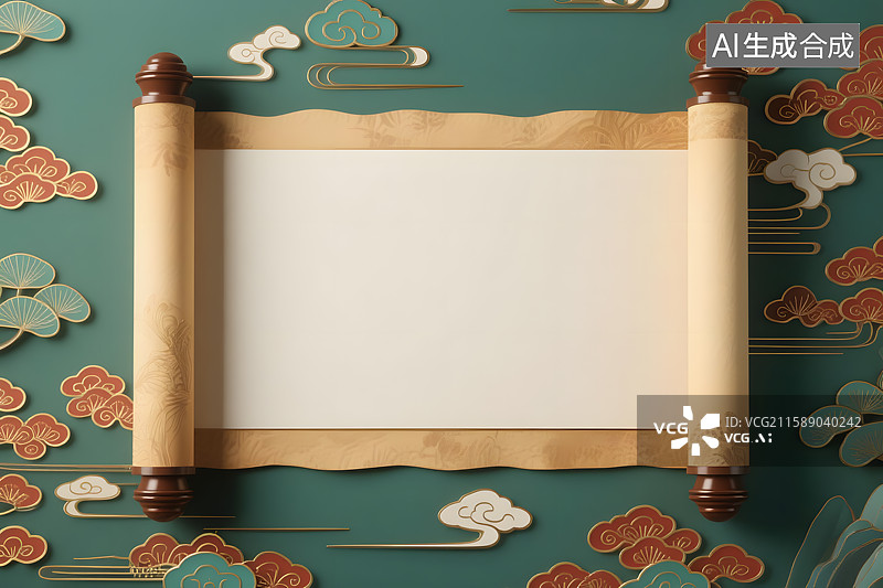 【AI数字艺术】古风卷轴留白意境图片素材