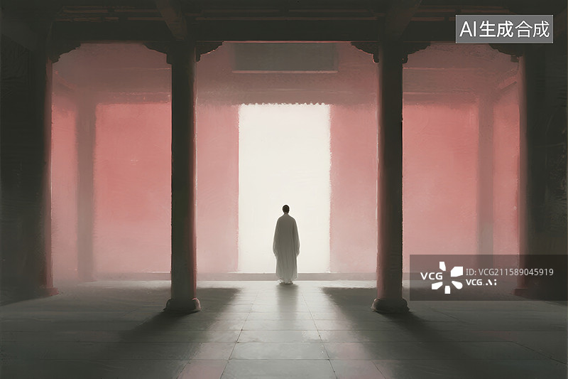 【AI数字艺术】神秘走廊光影图片素材