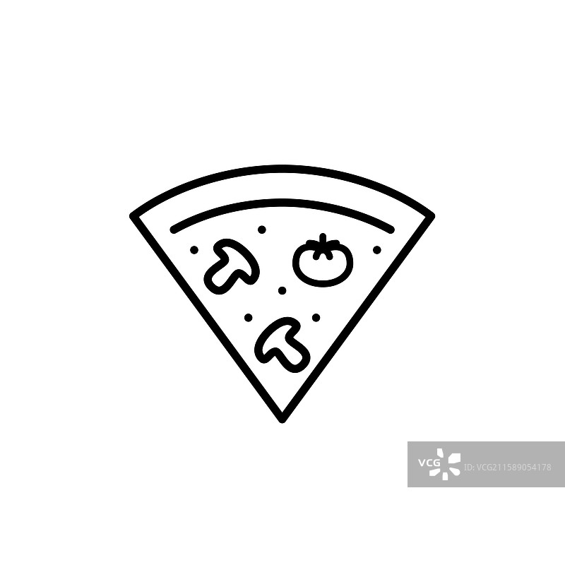 素食或纯素披萨的一片，配有番茄和图片素材