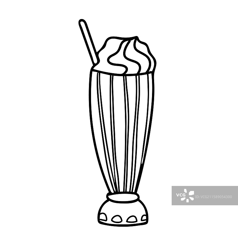 奶昔配软冰淇淋和吸管图片素材