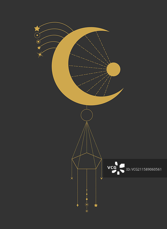 新月梦捕手金色天体徽章图片素材