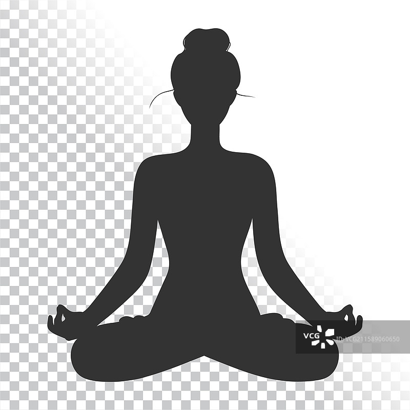 透明背景上的冥想女性剪影图片素材