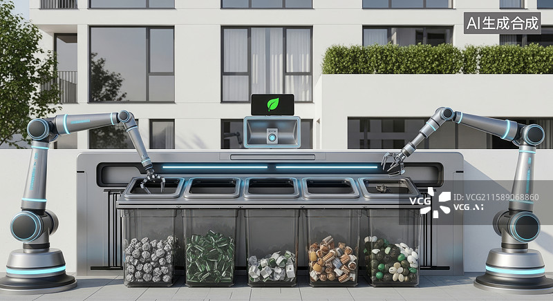【AI数字艺术】智能垃圾分类机器人系统图片素材