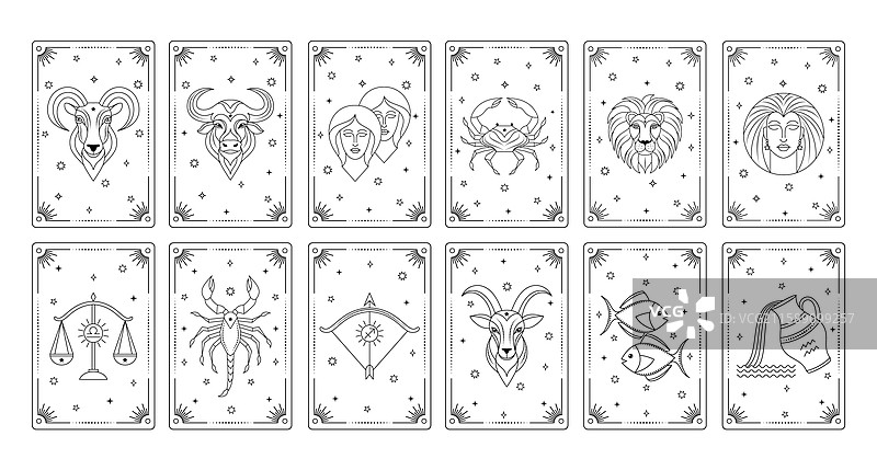 带有星座符号的塔罗牌收藏图片素材