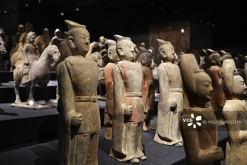 河北省邯郸市磁县北朝考古博物馆藏品·湾漳壁画墓陶俑图片素材