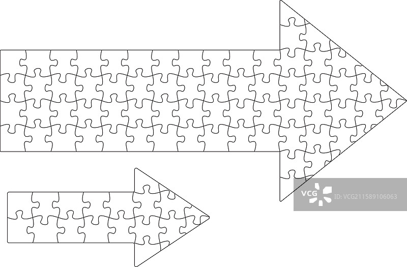 拼图碎片组成一个箭头，象征着图片素材