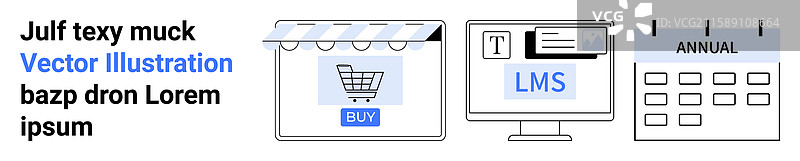 电子商务平台学习管理系统仪表板和日历图片素材