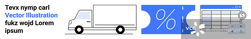 送货卡车折扣券和财务图片素材