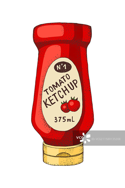 手绘的塑料瓶番茄酱图片素材