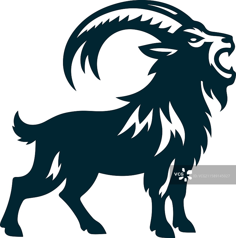 白色背景上的山羊剪影图片素材