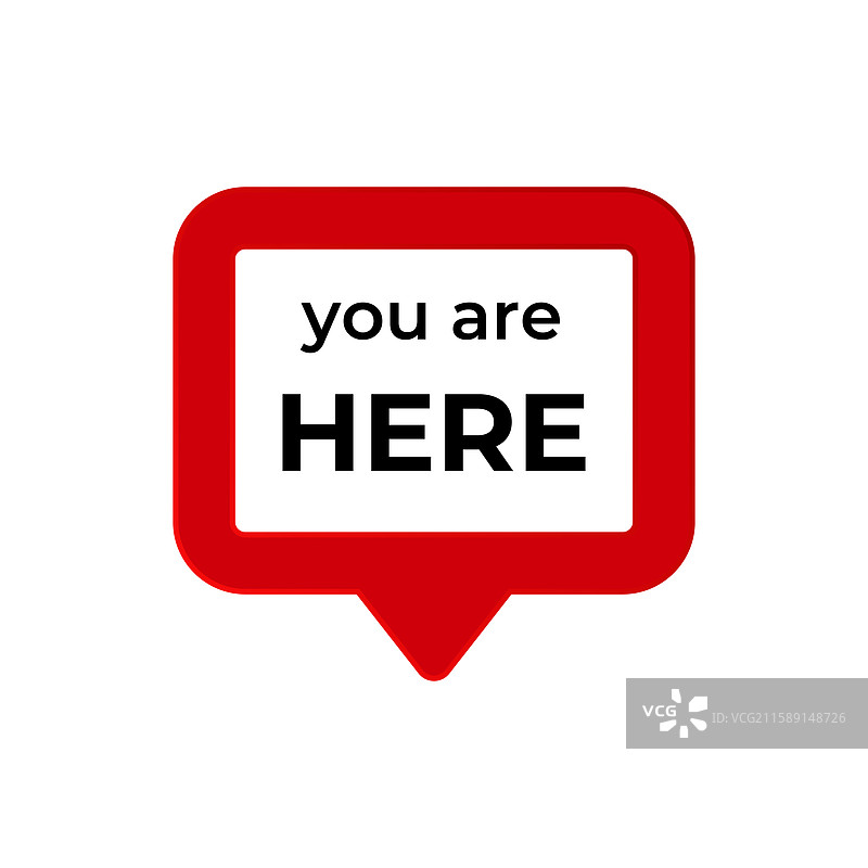 红色地图图钉图标与“你在”图片素材