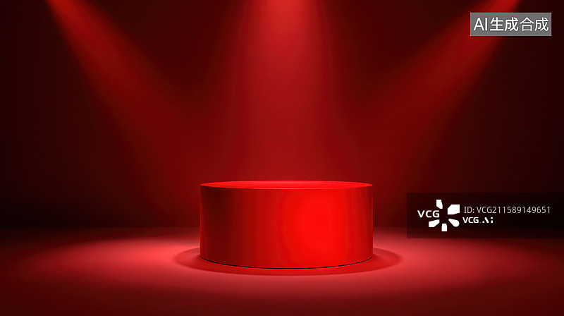 【AI数字艺术】红色圆柱形展示台图片素材