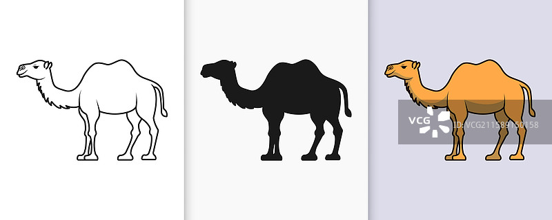 骆驼轮廓和剪影图标集图片素材