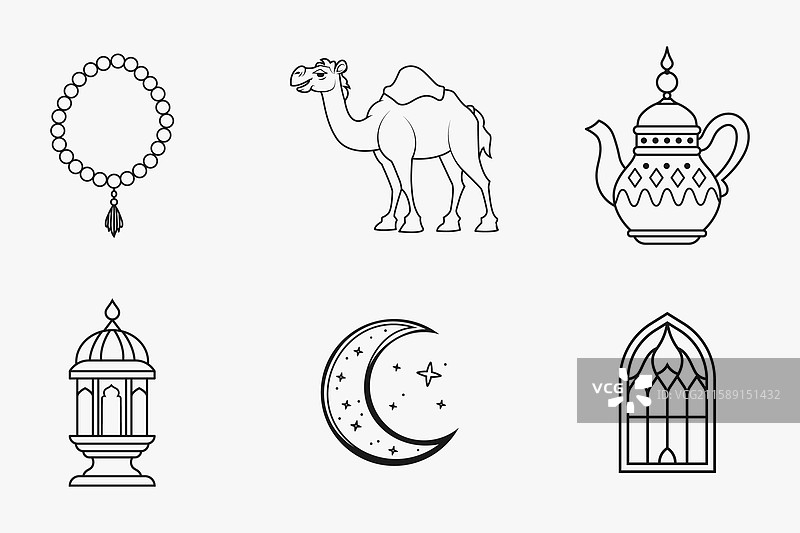 伊斯兰节日和传统轮廓元素图片素材
