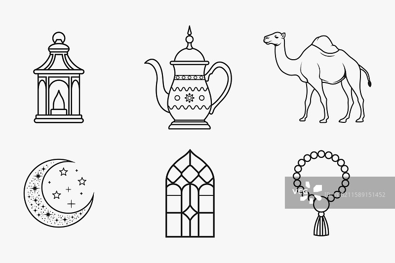 伊斯兰节日和传统轮廓元素图片素材