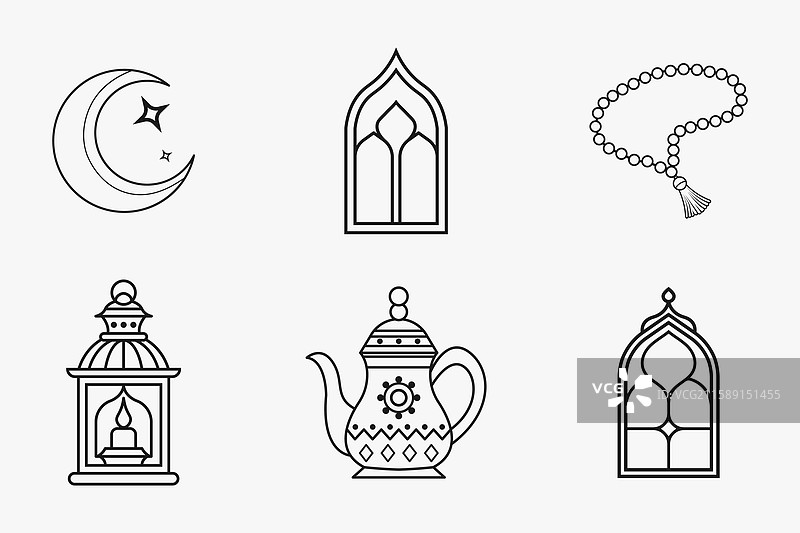 伊斯兰节日和传统轮廓元素图片素材