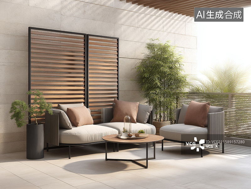 【AI数字艺术】现代户外休闲空间图片素材
