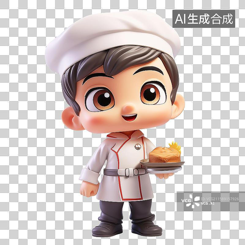 【AI数字艺术】一个男厨师3D卡通人物形象肖像插画图片素材