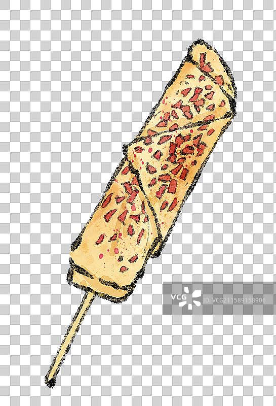 云南美食国风插画-烤乳扇图片素材