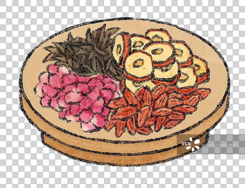 云南美食国风插画-玫瑰罐罐烤奶图片素材