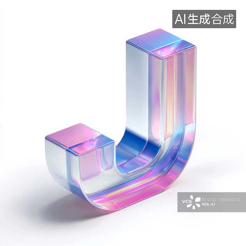 【AI数字艺术】彩色透明立体字母J图片素材