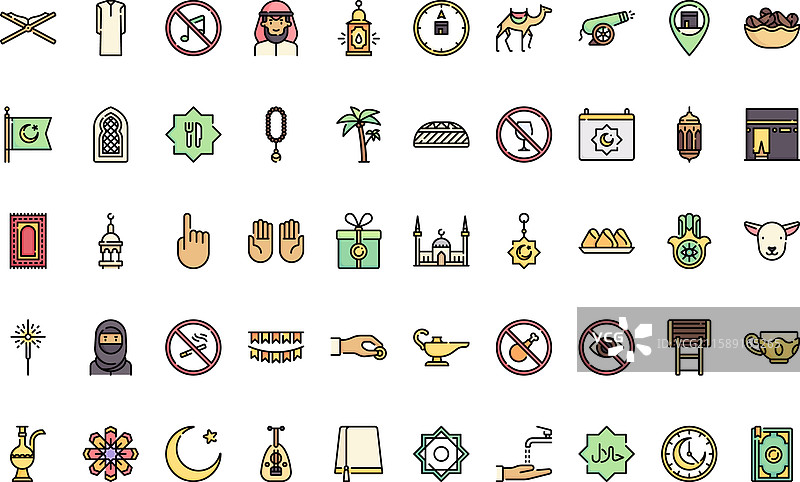 高质量的斋月图标集合图片素材