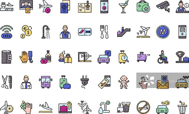 机场图标高质量图标集合图片素材