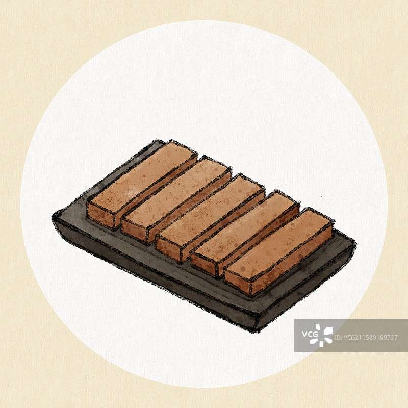 云南美食国风插画-酸角糕图片素材