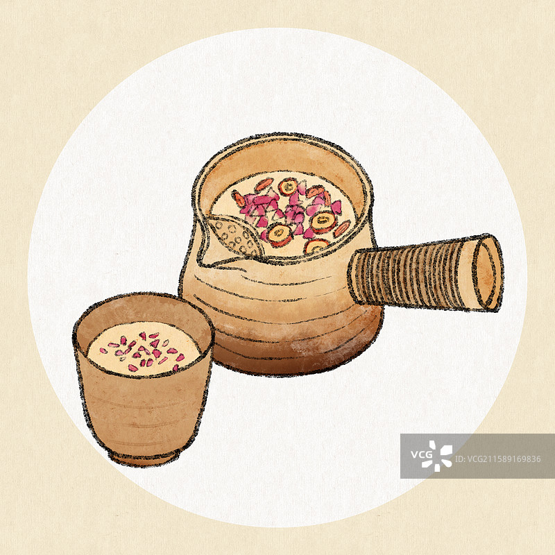 云南美食国风插画-罐罐烤奶图片素材