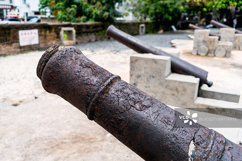 中国广东珠海古炮台遗址图片素材