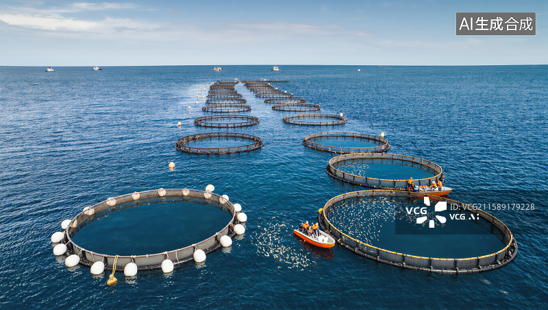 【AI数字艺术】现代化海洋渔业养殖图片素材