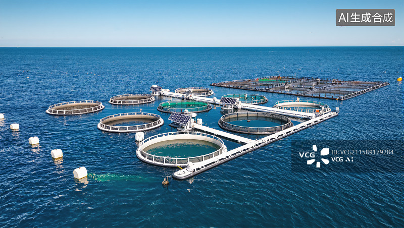 【AI数字艺术】现代化海洋渔业养殖图片素材