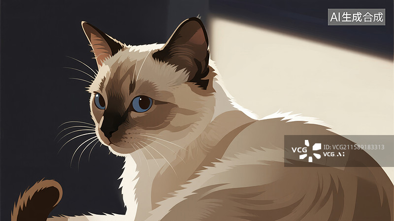 【AI数字艺术】猫咪凝视远方图片素材