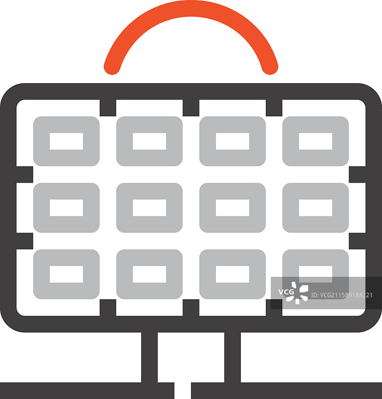 太阳能电池板扁平线网页图标概念图片素材