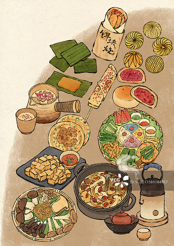 云南美食国风插画图片素材